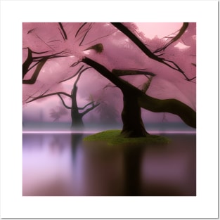 Beaux Animes Art Fantasy Japanese landscape with cherry blossoms Posters and Art